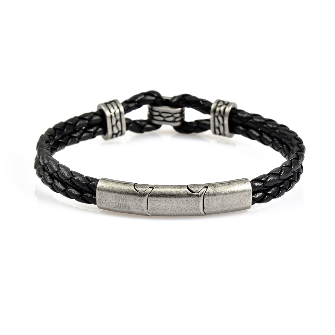 Double black braided genuine leather design | Armo Accessories