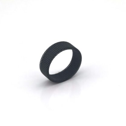 8 mm Black Stainless Steel Very Light Mesh Ring